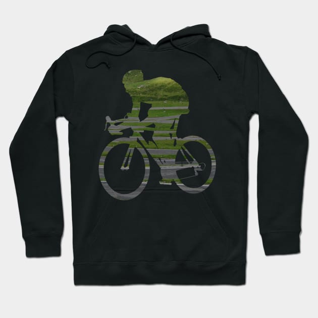 Cycling racing bike driving through steep serpentines Hoodie by Quentin1984